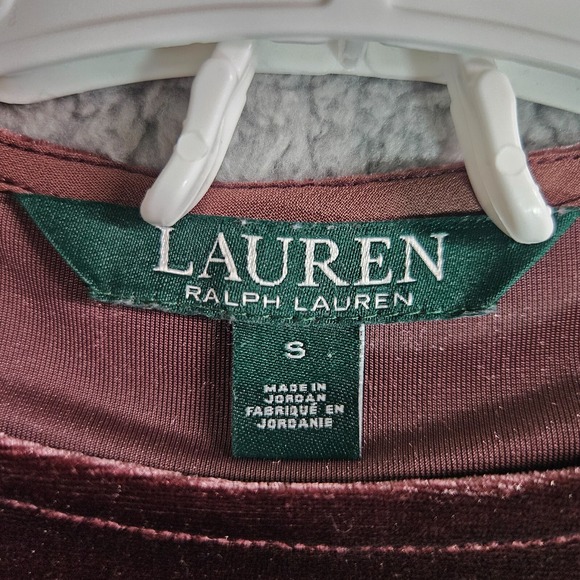 Lauren Ralph Lauren Tunic Top Blouse Womens‎ Small Velvet Gold Button Purple - S - Picture 3 of 12